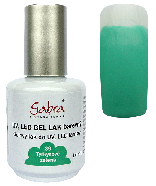 UV gel lak GABRA 39 tyrkysově zelená 14 ml | NEHTOVÁ MODELÁŽ - Gel laky UV gel lak GABRA 39 tyrkysově zelená 14 ml | NEHTOVÁ MODELÁŽ - Gel laky